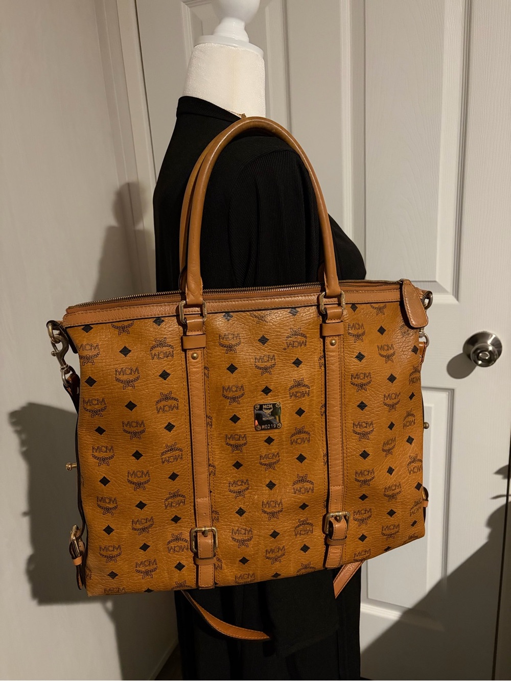 MCM Cognac Visetos convertible crossbody bag